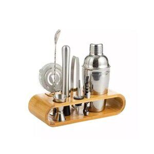 10-Pieces Mixology Bar Kit with Stand Complete Cocktail Shaker Bartender Tools